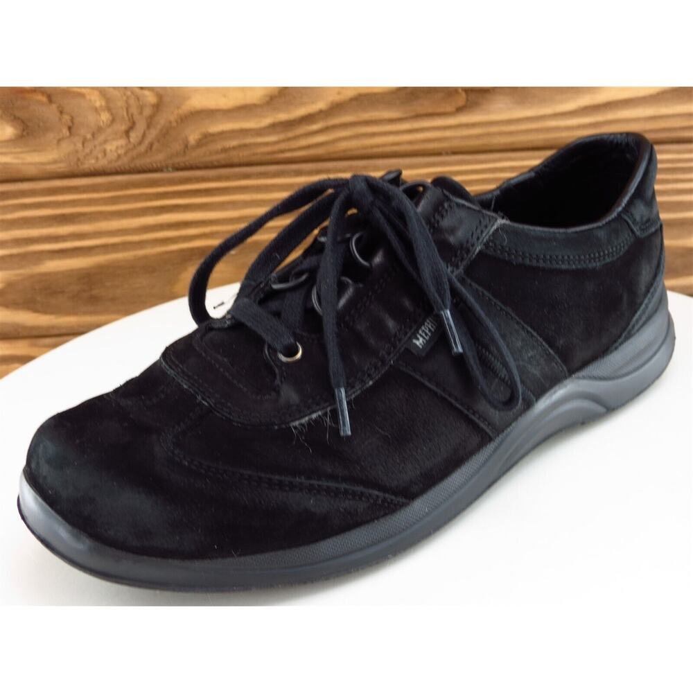 Mephisto Size 6.5 Sneaker Black Leather Medium Lace Up Women - Picture 1 of 11